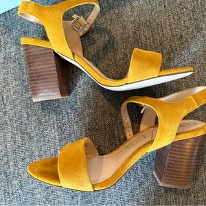 Sole Society Yellow Block Heel Sandals